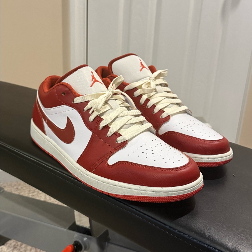 Nike Air Jordan 1 Low White and Red Sneakers